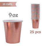 Rose Gold Party Supplies (Rose Gold Plates, Cups, Napkins (25 Serves))