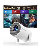 Hy300Pro Mini Projector With Wifi And Bluetooth, 4K Support 200Ansl Smart Portable Projector, Autokeystone, 180° Rotation, Home Video Proyector For Home, Bedroom, Outdoor
