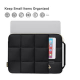 MOSISO Puffy Laptop Sleeve 13.3 inch, 13-14 inch Laptop Sleeve Compatible with MacBook Air/Pro 13 / Pro 14, HP Dell Acer ASUS Lenovo, Grid Quilted Puffer Bag with Vertical Pocket & Side Handle,Black