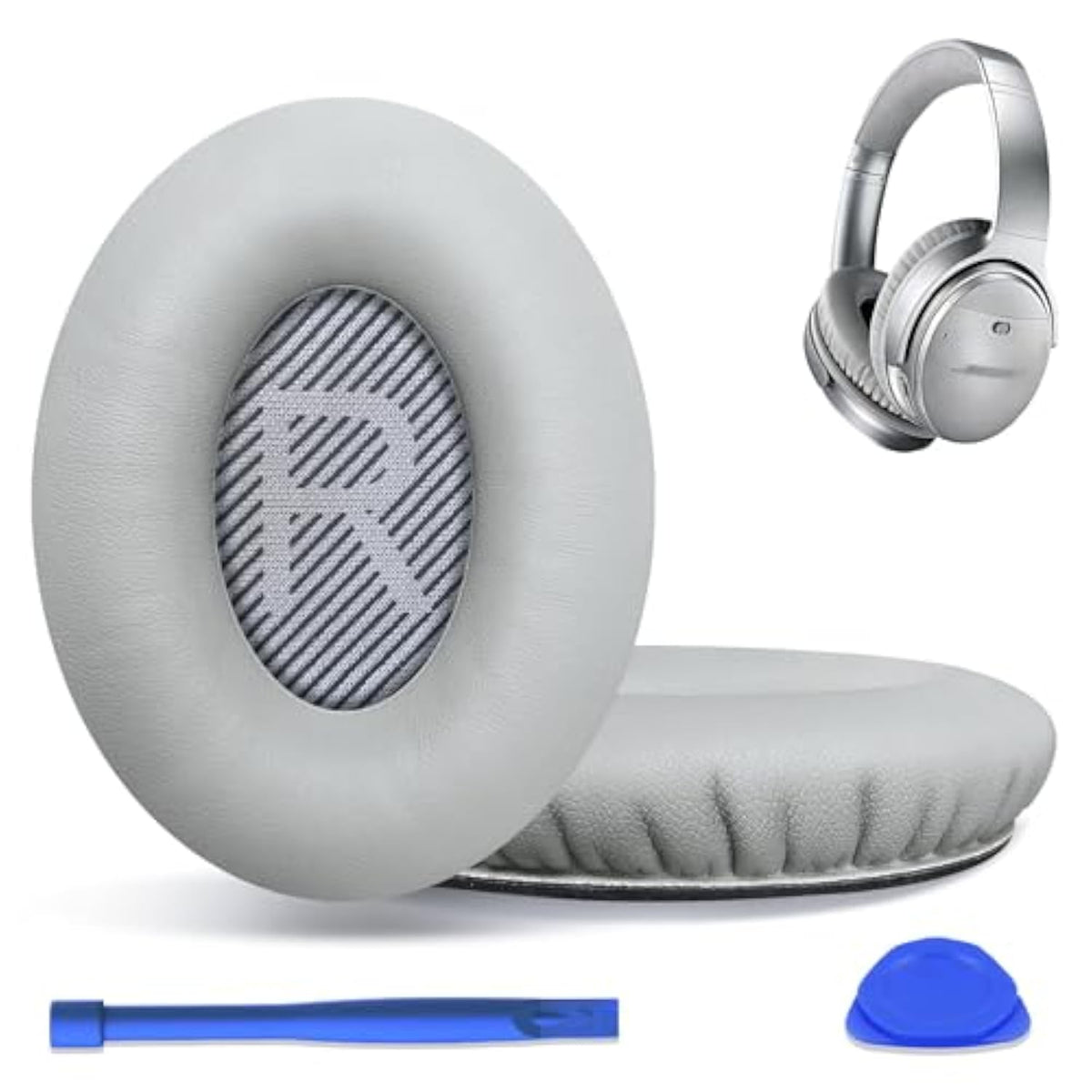 Replacement Ear Pads For Bose Quietcomfort 35 (Qc35) & Quiet Comfort 35 Ii (Qc35 Ii) Headphones, Ear Cushions For Bose Qc25/15/2/Ae2/Sound Link/True, Ear Cups Cover Repair Parts (Grey&Grey)