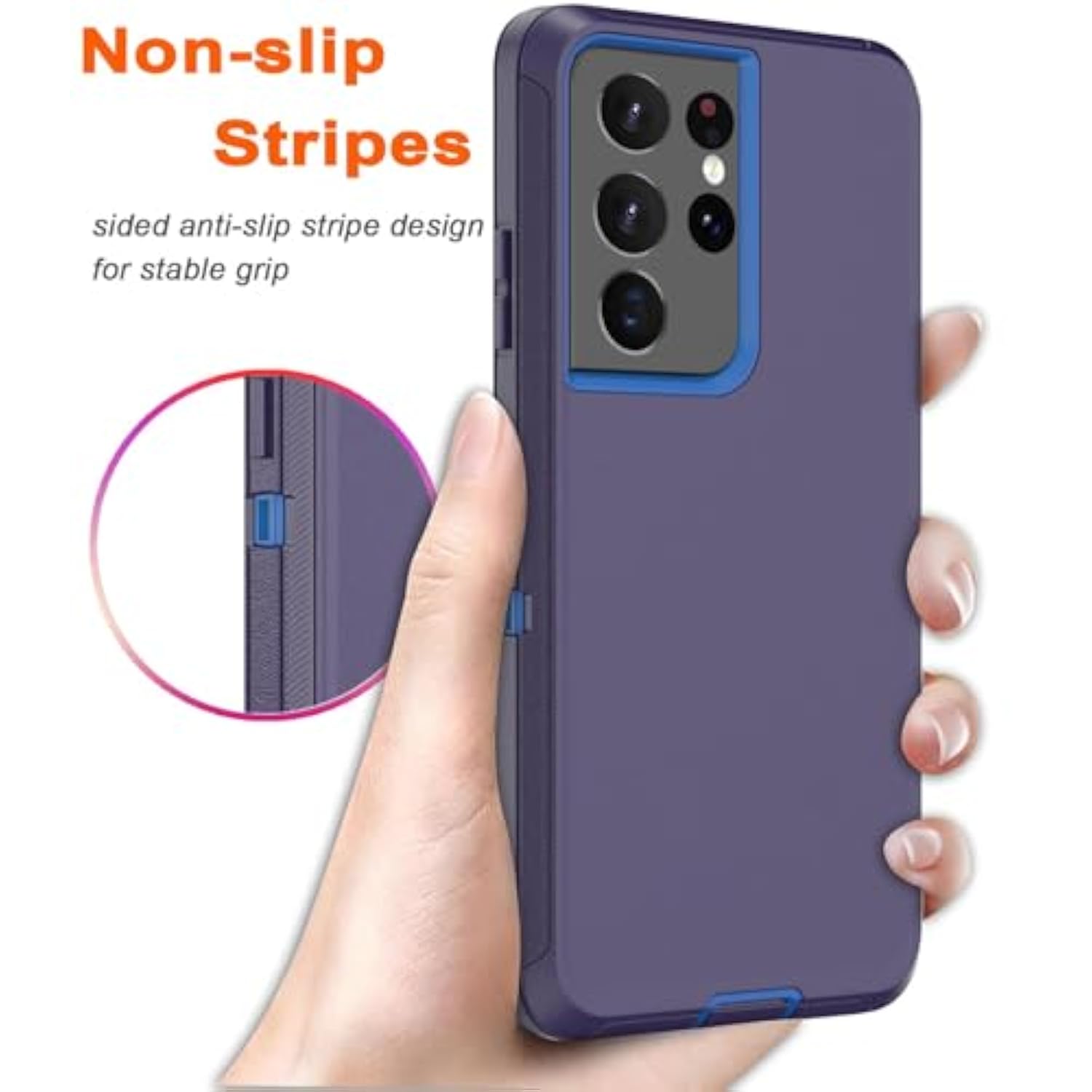 For Samsung Galaxy S21 Ultra Case, Shockproof And Drop-Proof Non-Slip, Heavy Duty Protective Case For Samsung S21 Ultra 6.8 Inch Dark Blue