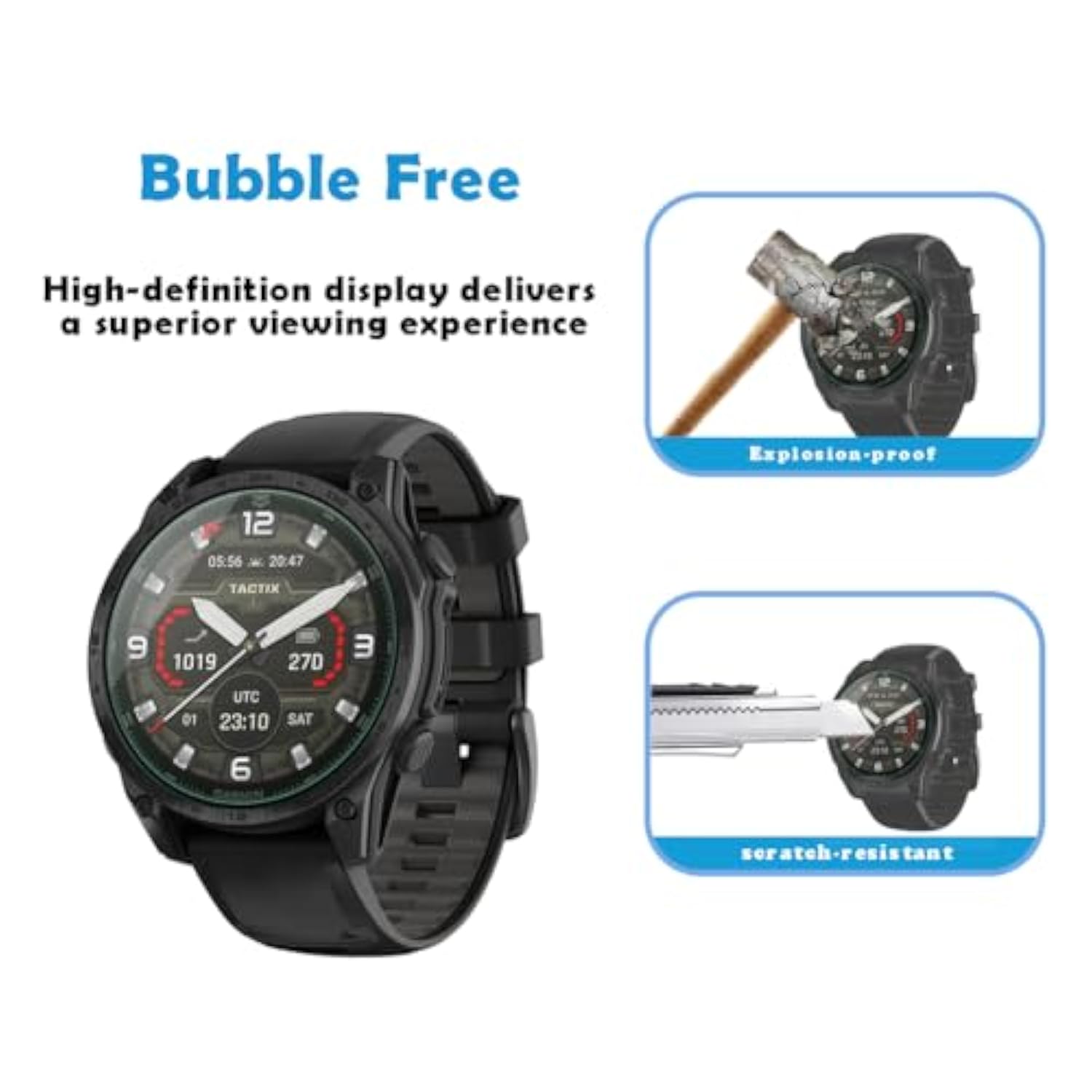 Watch Screen Protector Compatible For Garmin Tactix 8 Amoled 51Mm Smartwatch, 9H Tempered Glass Protective Film Full Coverage And Soft Tpu Protective Case (Tactix 8 Amoled 51Mm Black Red)