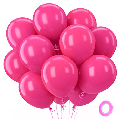 Hot Pink Balloons 100pcs 12 Inch Bright Pink Latex Party Balloons