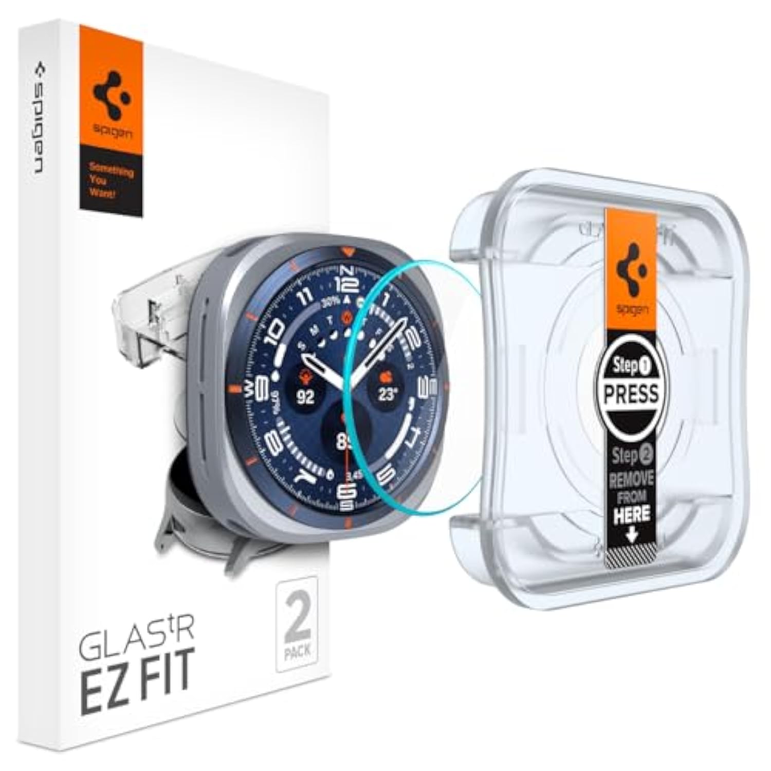 Spigen Tempered Glass Screen Protector [GlasTR EZ FIT] designed for Galaxy Watch Ultra - 2 Pack