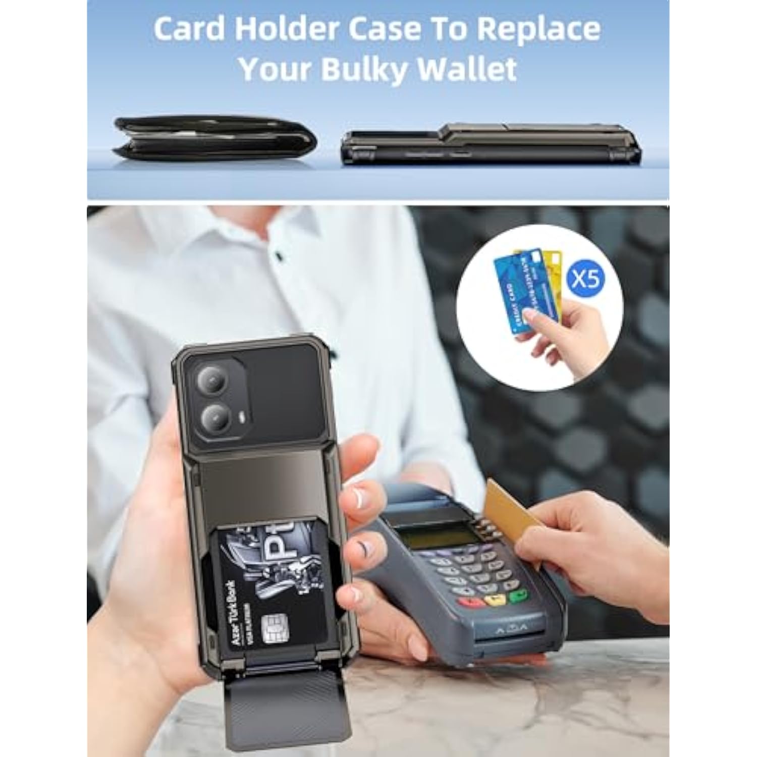 For Motorola Edge 2024 Case Wallet 5 Credit Card Holder Slot Flip Cover Anti-Slip Wallet Case Back Pocket Dual Layer Protective Hard Shell Tpu Rubber Bumper For Moto Edge 2024 5G 6.6 Bronze