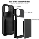 For 12/12 Pro Case With Card Holder Heavy Duty Protective Dual Layer Shockproof Hidden Card Slot Slim Wallet Cover For 12/12 Pro For Men&Women(Black)