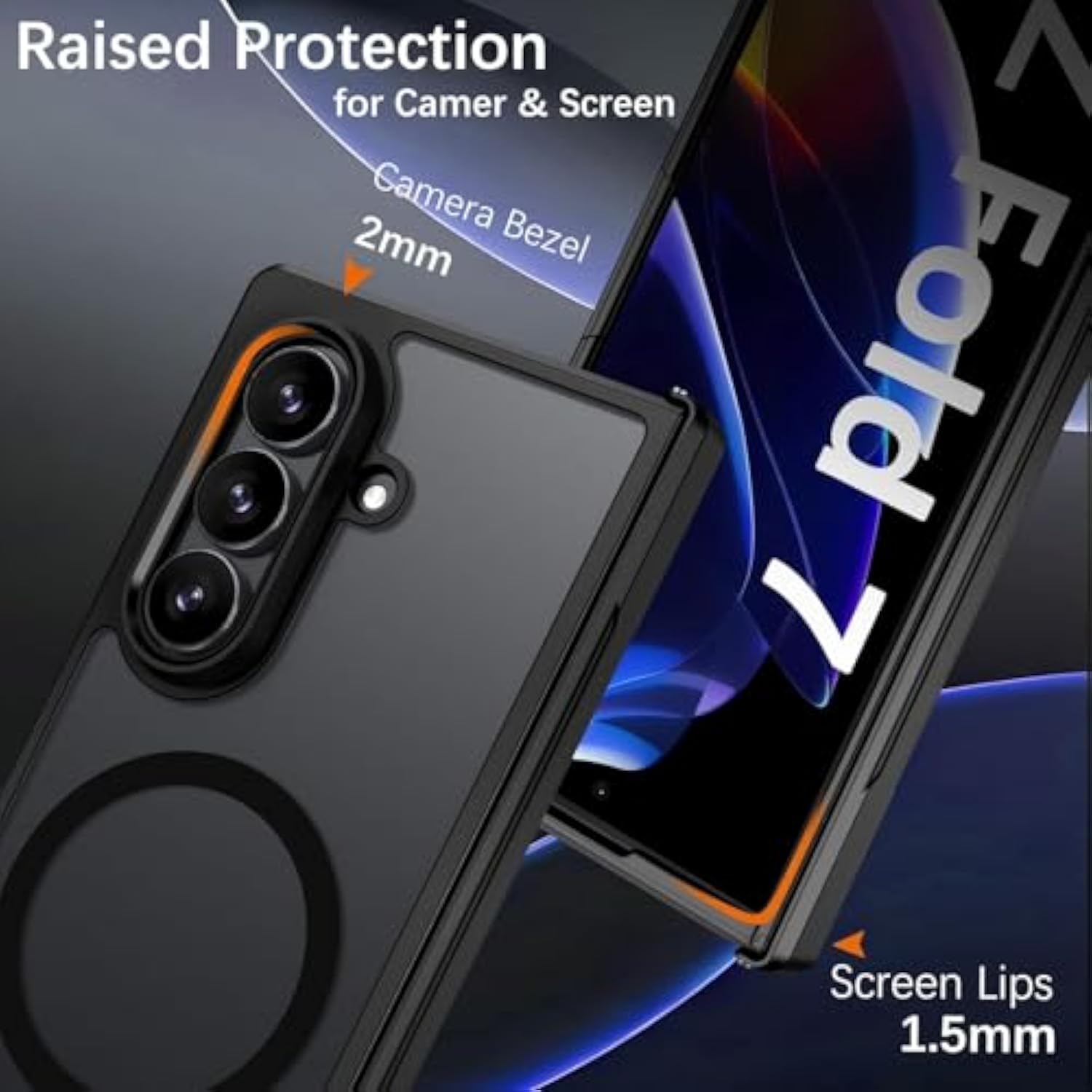 Magnetic For Samsung Galaxy Z Fold 7 Case [Compatible With Magsafe], Military Grade Hinge Protection Translucent Matte Anti-Yellow Slim Shockproof Phone Case For Samsung Z Fold 7 8.0", Black