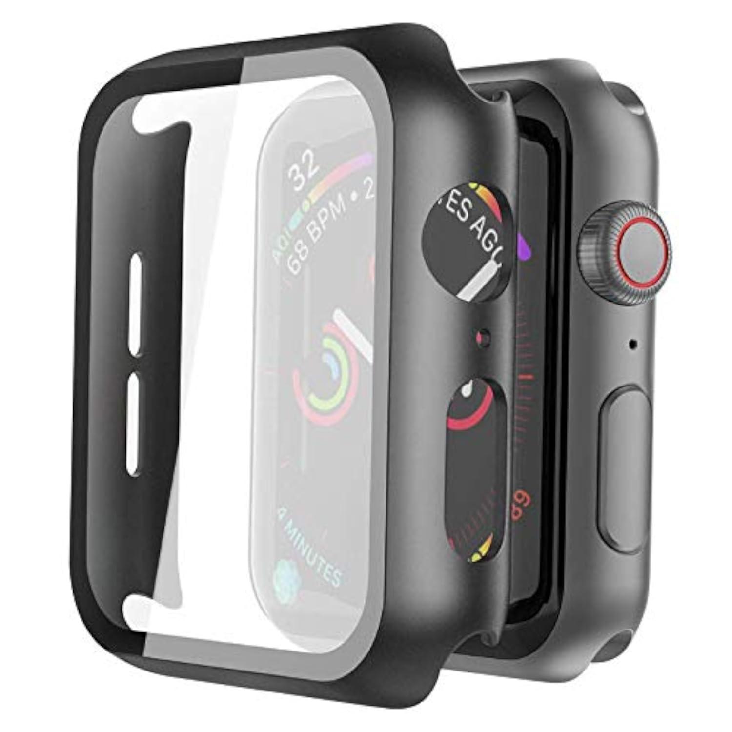 2 Pack Hard PC Case with Tempered Glass Screen Protector Compatible with Apple Watch SE Series 6 Series 5 Series 4 40mm, Black