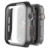 2 Pack Hard PC Case with Tempered Glass Screen Protector Compatible with Apple Watch SE Series 6 Series 5 Series 4 40mm, Black