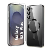 For Samsung Galaxy S25 Case Clear,Magnetic Galaxy S25 Case [Compatible With Magsafe],With Screen Protector & Camera Protection For Shockproof Cover Samsung S25 Phone Casas-Purple