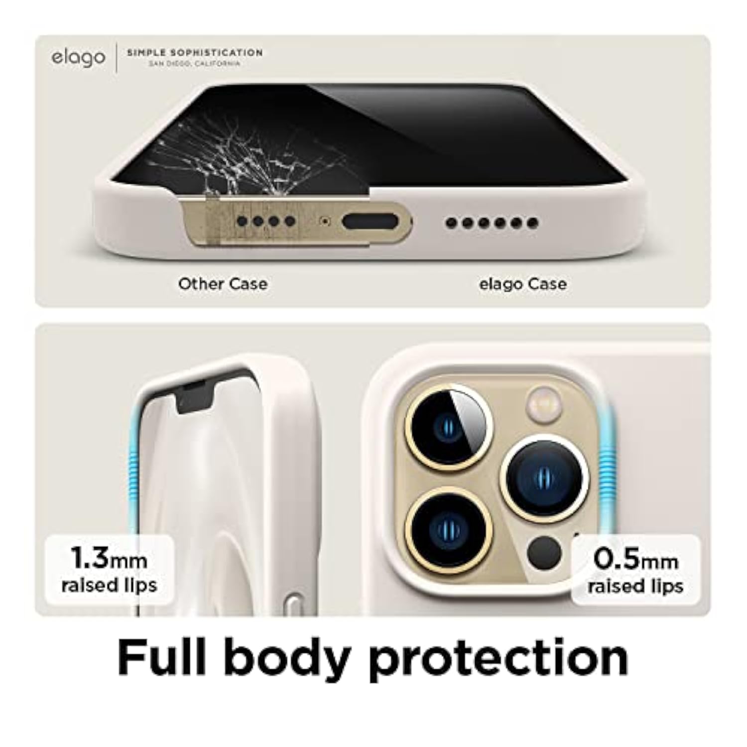 elago Compatible with iPhone 13 Pro Max Case, Liquid Silicone Case, Full Body Screen Camera Protective Cover, Shockproof, Slim Phone Case, Anti-Scratch Soft Microfiber Lining, 6.7 inch (Stone)