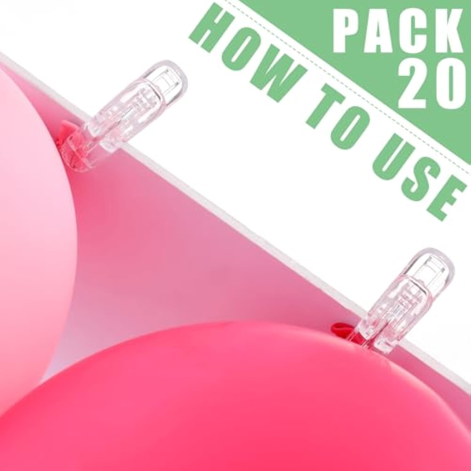 20 Pack Balloon Arch Clips Plastic Spring Clamps 2.4 Inch Heavy Duty Clip For Balloon Arch Kit Birthday Decoration Crafts Backdrop Woodworking Photography Studios (Transparent)