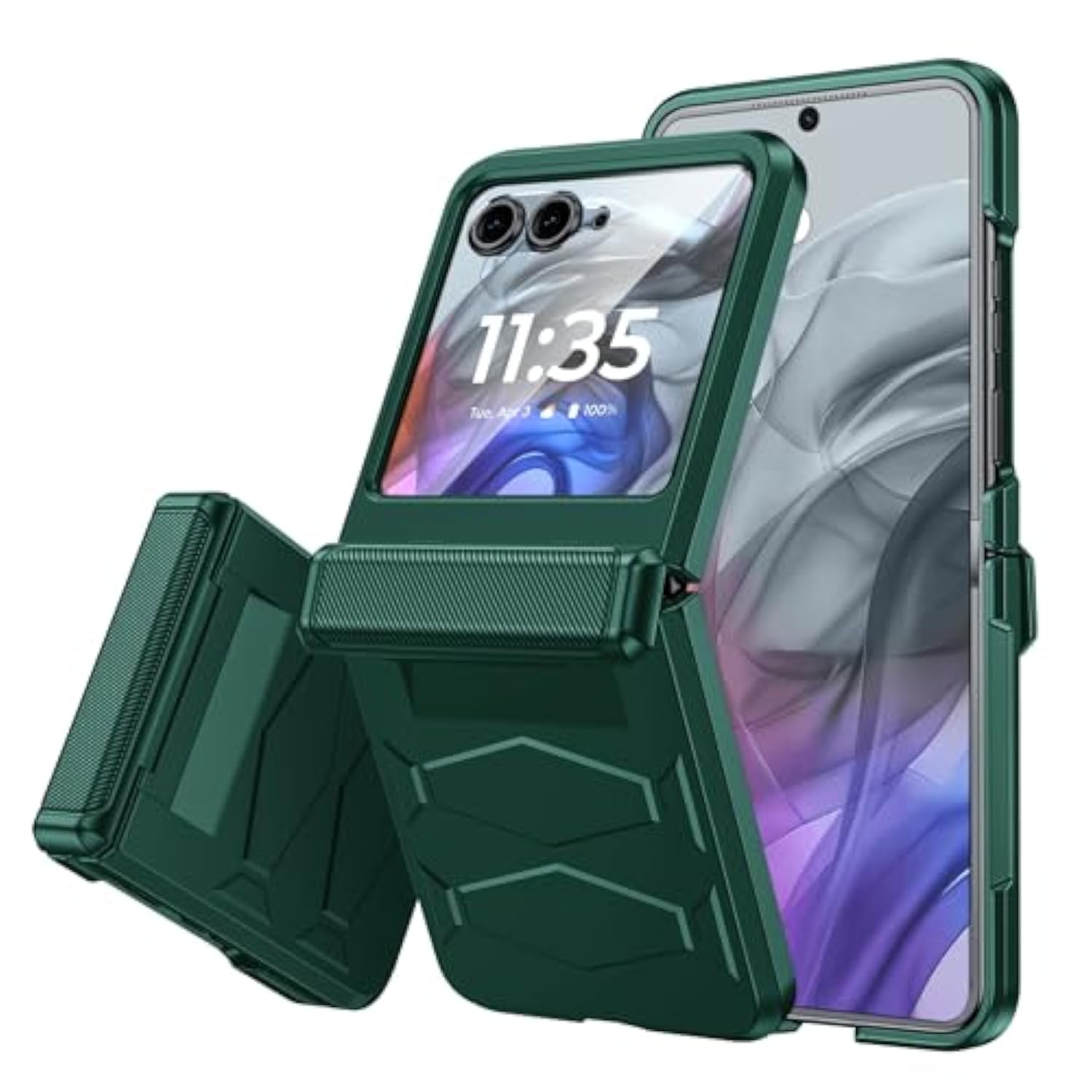 For Motorola Razr 2024 Case With Hinge Cover, Built-In Screen Protector Shockproof All-Inclusive Smartphone Cover Wireless Charging For Motorola Razr 2024(Green)