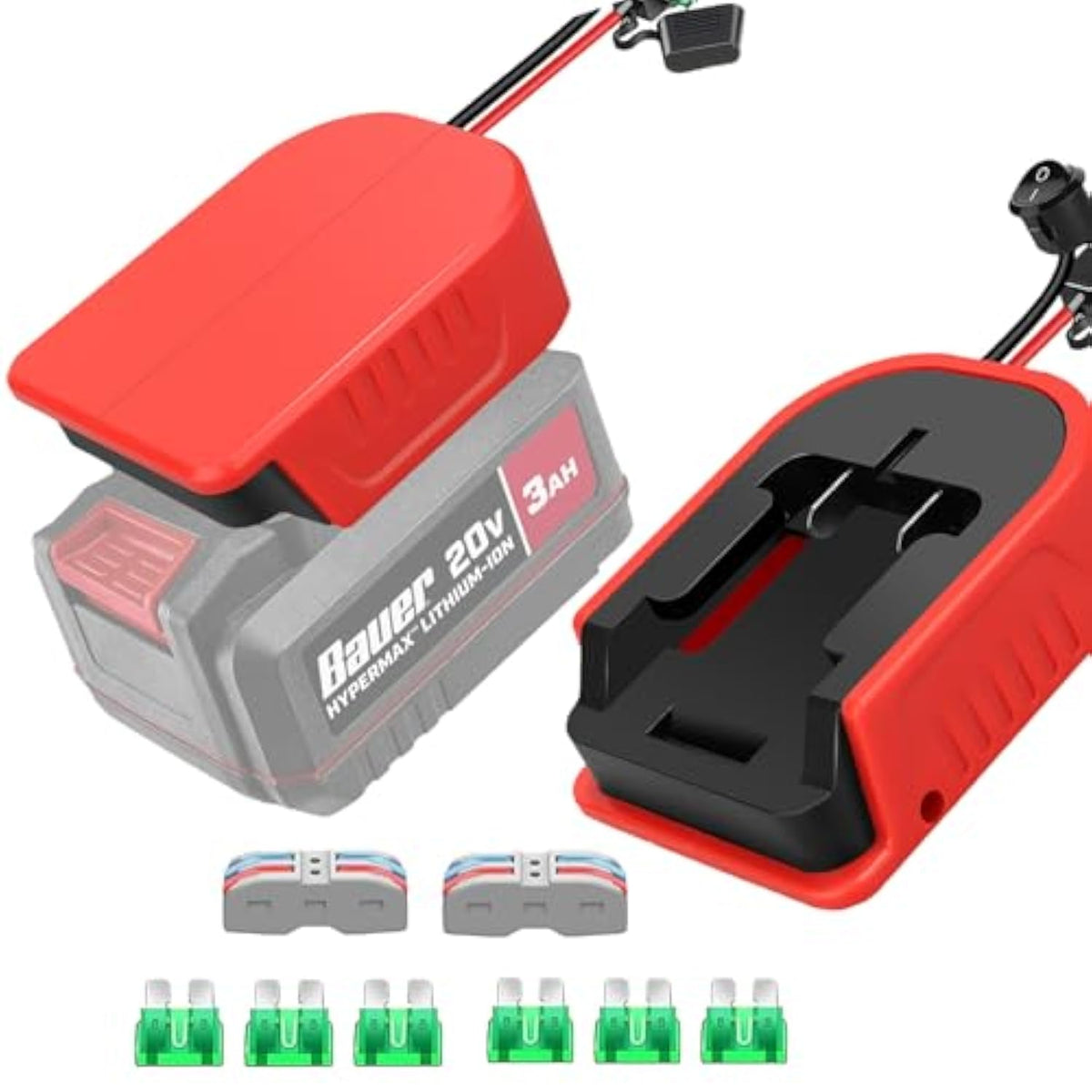 2 Packs Power Wheel Adapter For Bauer 20V Battery Adapter Power Wheels Battery Converter Kit With Fuses & Wire Terminals, 14Awg Wire, Power Connector For Diy Rc Car Toys, Robotics And Rc Truck