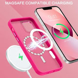 For Iphone 13 Mini Phone Case, Iphone 13 Mini Case [Compatible With Magsafe] Translucent Matte Magnetic Slim Thin Shockproof Women Men Protective Cases Cover 5.4" 2021, Hot Pink