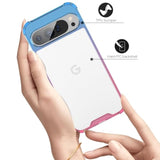 Pixel 9 Pro XL Clear Gradient Case, Slim Shockproof, TPU Bumper - Blue Pink