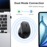 Ergonomic Mouse, Wireless Bluetooth Vertical Mouse, Dual-Mode (Bt 5.4 & Usb 2.4G), Quiet Clicks, 4 Adjustable Dpi (1000/1600/2000/4000), Compatible With Windows/Mac/Linux/Android/Chromeos