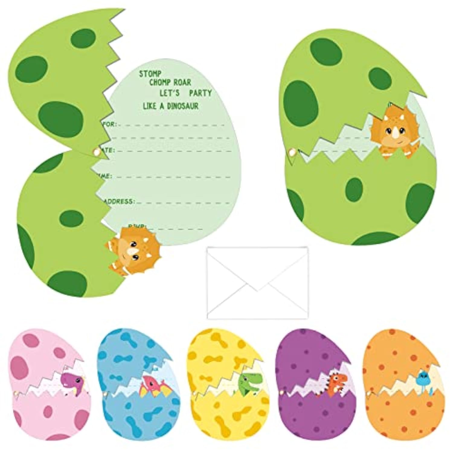 24 Pack Dinosaur Birthday Party Invitations Cards With Envelopes Dinosaur Party Supplies Fill In Birthday Dino Eggs Invite Cards Stickers For Kids Boys Girls Dinosaur Birthday Party Decorations Favor
