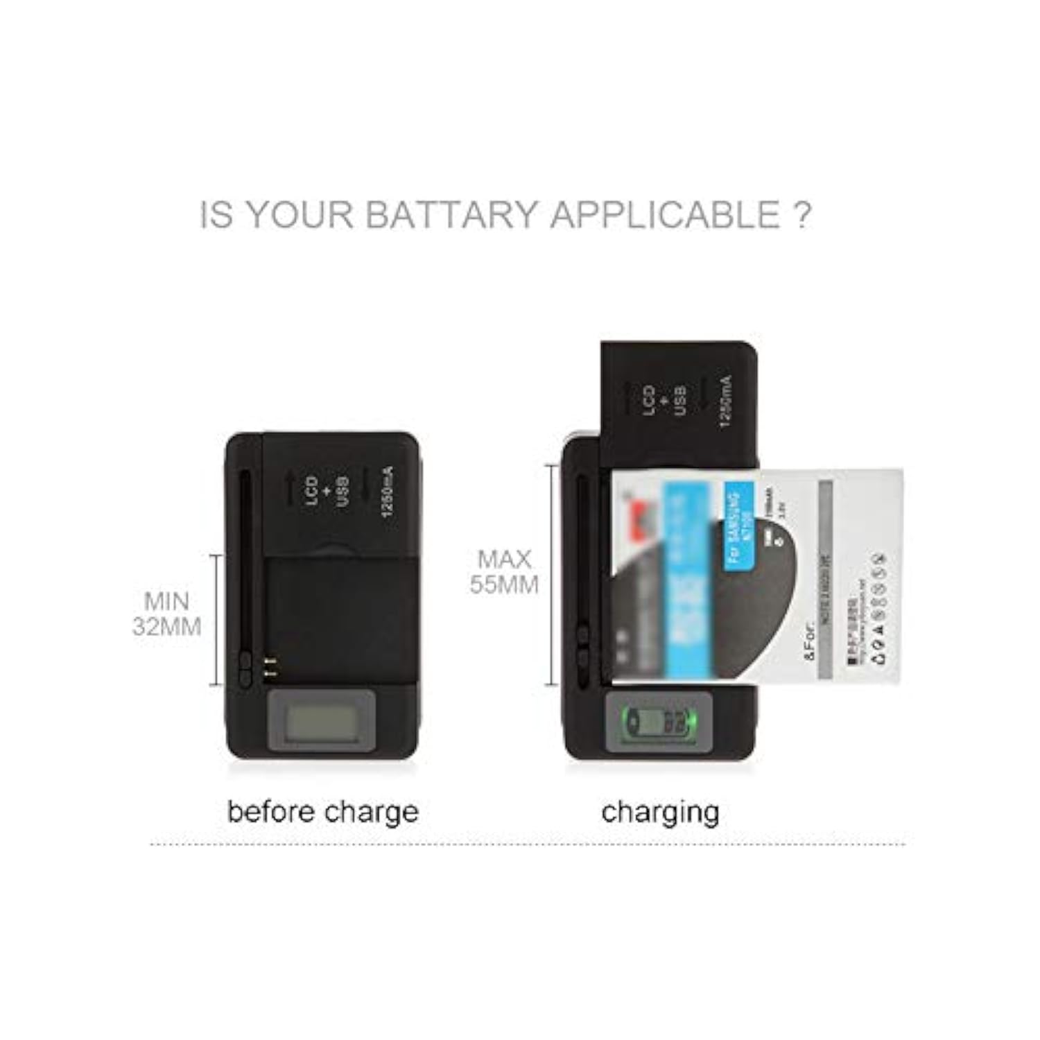 Universal Lcd Battery Charger, Travel Chargering For Samsung Galaxy S3 S4 S5 Note 2 3 4, Edge, Mega, Lg, Huawei, Htc, Zte, Etc