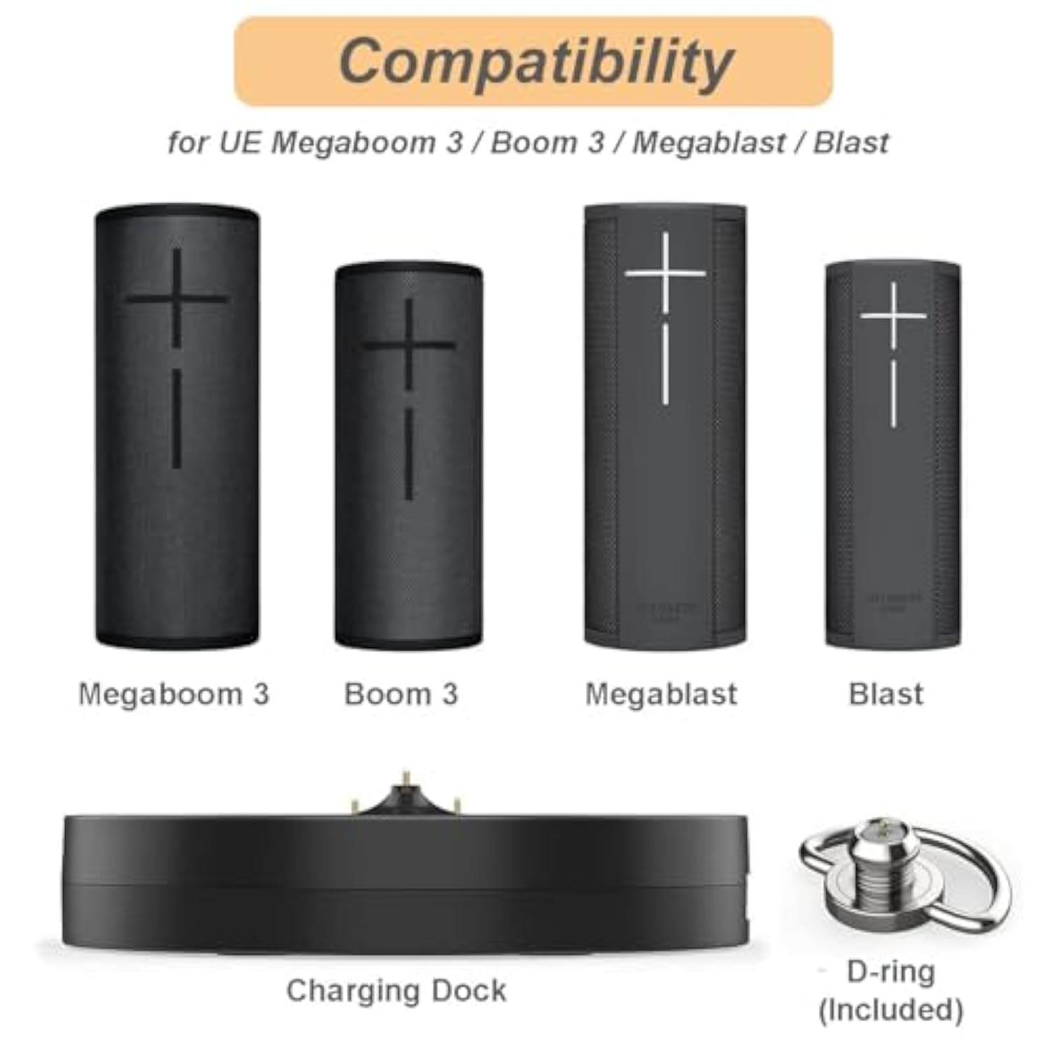 Charger For Ultimate Ears Boom 3/Megaboom 3/Blast/Megablast, Charging Dock Cradle With Usb Port, 5.5Ft Cable For Ue Boom 3/Megaboom 3/Blast/Megablast