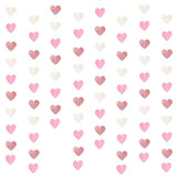 52.4Ft Heart Garland Streamer Pink Hanging Paper Garland Banner For Valentine Bridal Shower Wedding Party Decoration