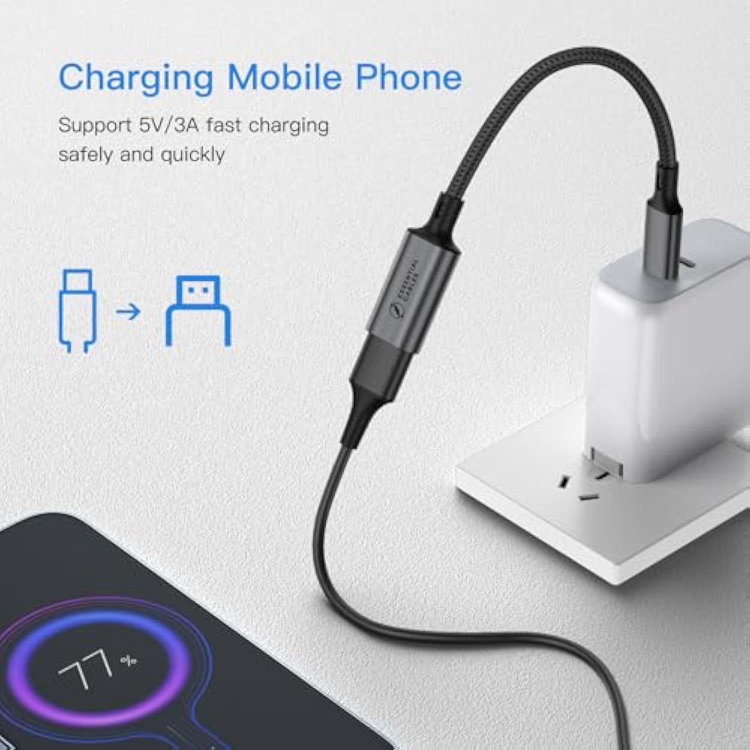 Usb C To Usb Adaptor Aluminum Usb C Adapter Otg Cable Type C Male To Usb 3.2 Female 10Gbps Transfer, Compatible With Macbook/Ipad Air/Pro 2022 Galaxy S22 Dell Xps And More Type C Devices