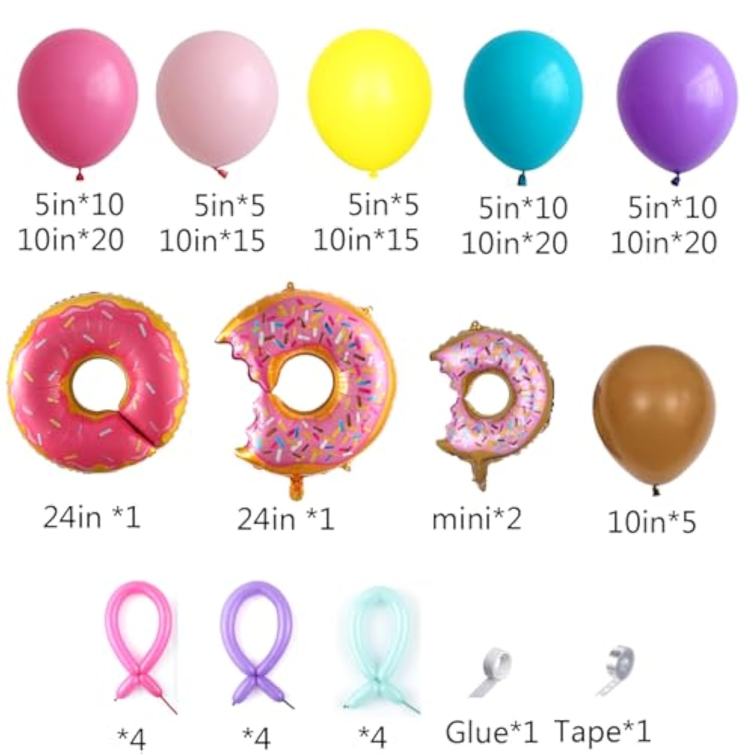 153Pcs Rainbow Donut Balloon Arch Garland Kit With Sprinkles Donut Ice Cream Lolly Foil Balloons For Girls Kids Candyland Sweet One Two Sweet Donut Grow Up Birthday Party Decorations