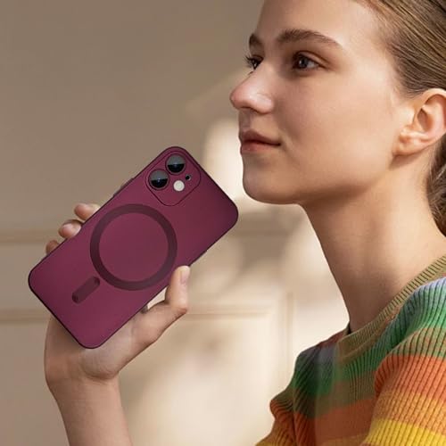 Magnetic Case for iPhone 12 Phone Case for Women/Men, Shockproof Matte Luxury Metallic Luster Design with Full Camera Lens Protector, Compatible with
