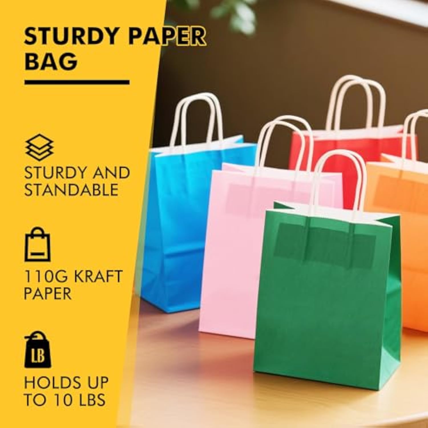 32 Pack Small Paper Gift Bags With Handles, 5.8"×3.2"×8.25" Kraft Paper Party Favor Bags Bulk For Kids Birthday, Baby Shower, Crafts, Wedding, Party Supplies (8 Colors)
