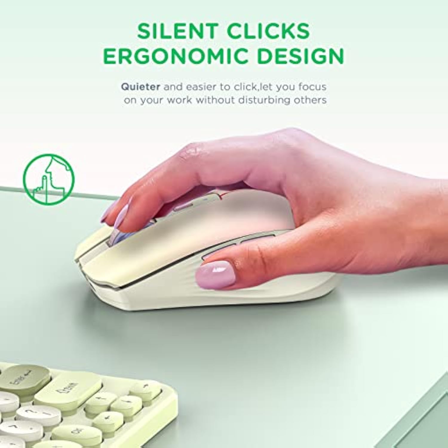 Bluetooth Wireless Mouse, Rechargeable Multi-Device Computer Mice (Tri-Mode: B