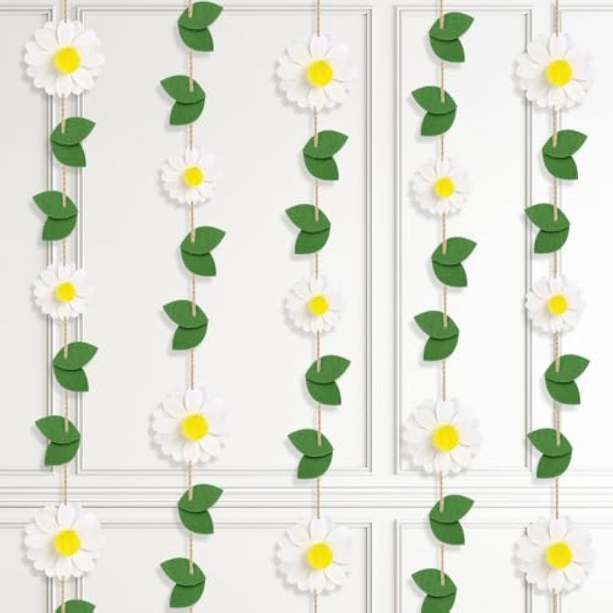 2 Pack Daisy Felt Flower Hanging Garland, Daisy Banner For Birthday Baby Shower Wedding Backdrop Party Decorations Supplies