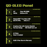 Mag 321Up Qd-Oled 32-Inch Qd-Oled 3840 X 2160 (Uhd) Computer Monitor, 165Hz, Adaptive-Sync, Hdmi, Display Port, Vga Port, Vesa Mountable, Tilt, Height Adjustable, Speaker, 0.03Ms, Black
