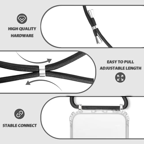 Case for Galaxy S24 with Adjustable Lanyard Strap,Soft Slim Clear TPU + Hard PC Shock-Absorption Bumper Protective Cover Compatible for