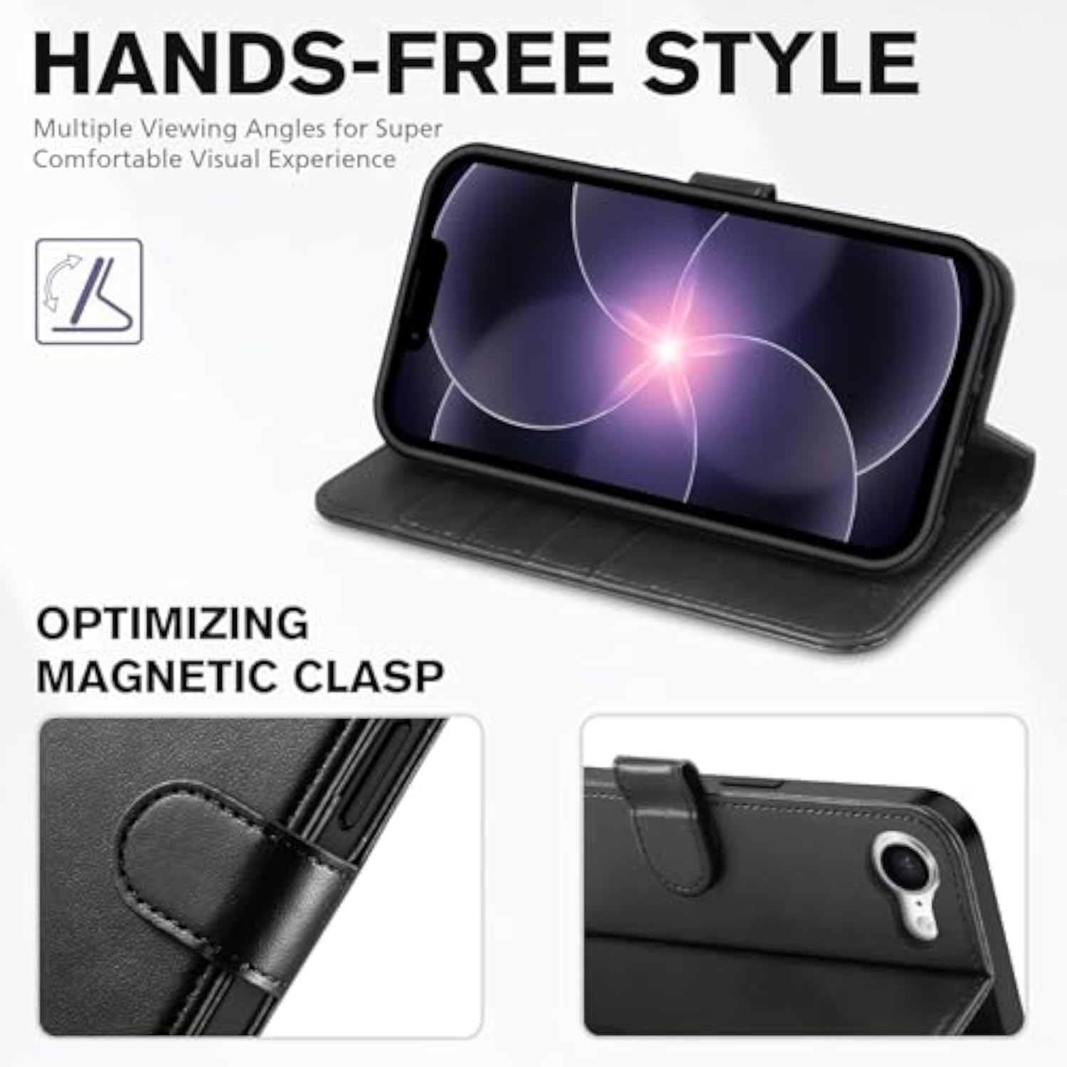 Wallet Case for iPhone 17e/iPhone 16e (6.1"), 4 Card Holders, Black