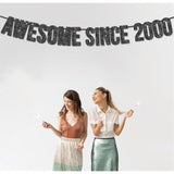 Pre-Strung Awesome Since 2000 Banner For 25Th Birthday Party Decoration,Happy 25Th Men Women Birthday Party Banner,Handmade - Black