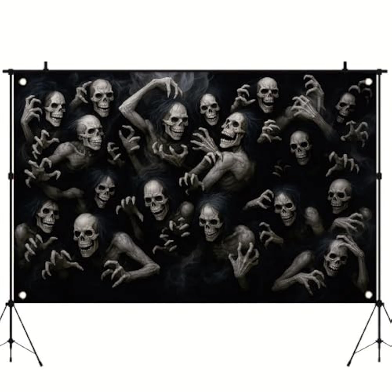 Halloween Skeleton Ghouls Backdrop 71x43 Inch Creepy Undead Ghost Banner for Haunted House Decor
