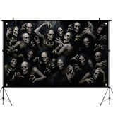 Halloween Skeleton Ghouls Backdrop 71x43 Inch Creepy Undead Ghost Banner for Haunted House Decor