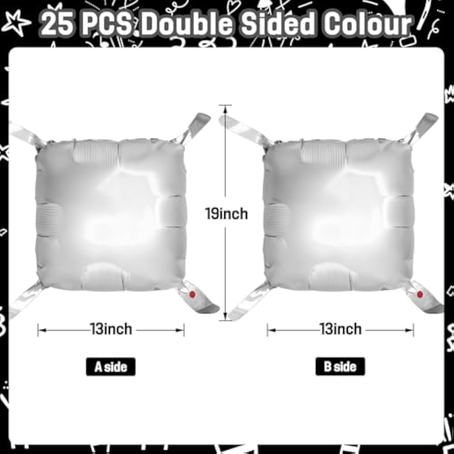 Silver Square Foil Balloons Chrome Double-Sided Wall & Arch Kit for NYE