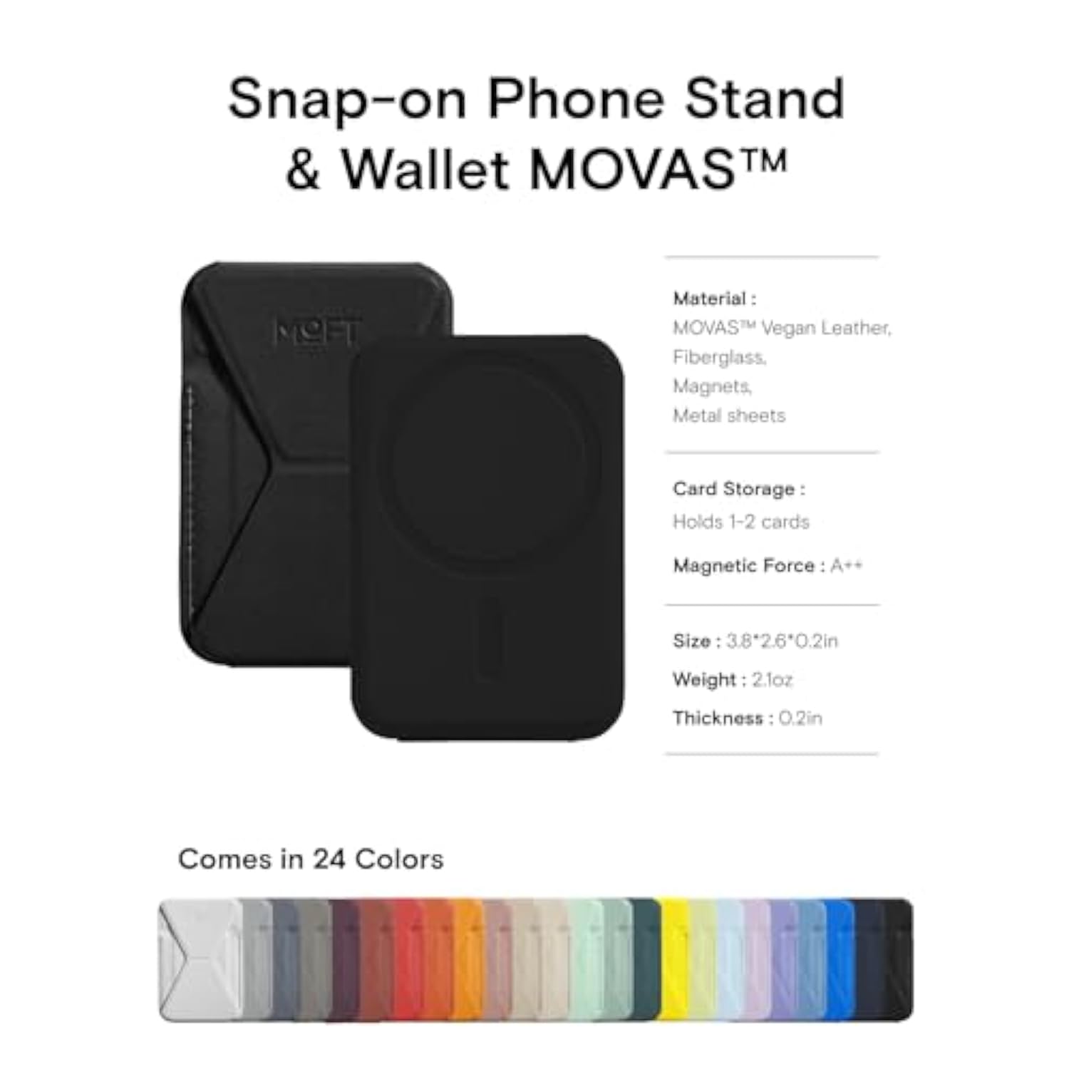 Magnetic Wallet Stand with Angle Adjustment for iPhone 15/14/13/12 - Jet Black
