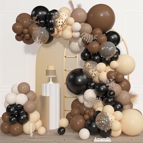 153pcs Black Brown Nude Balloon Garland Arch Kit Different Sizes