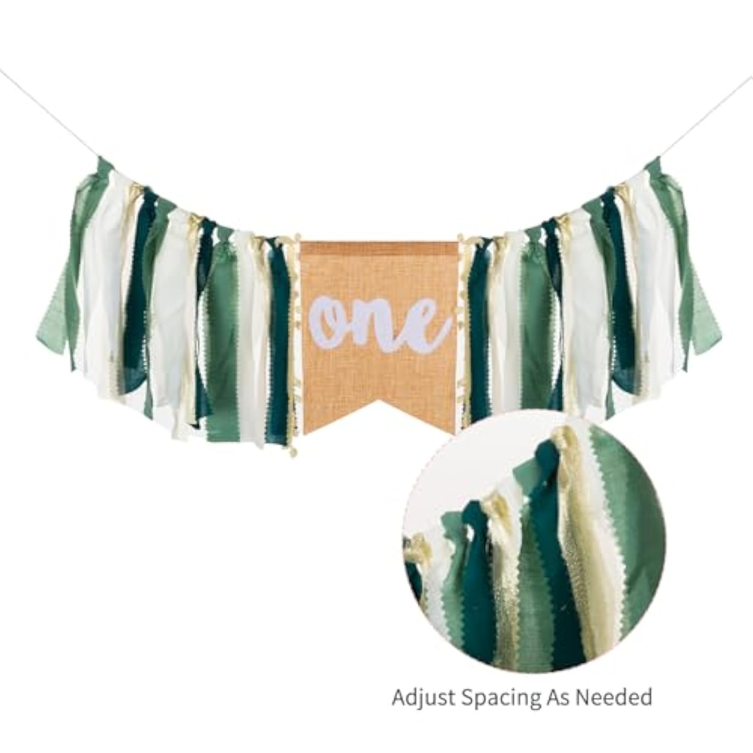 Safari Jungle 1st Birthday Highchair Banner, Dark Green Burlap Cake Smash Decor