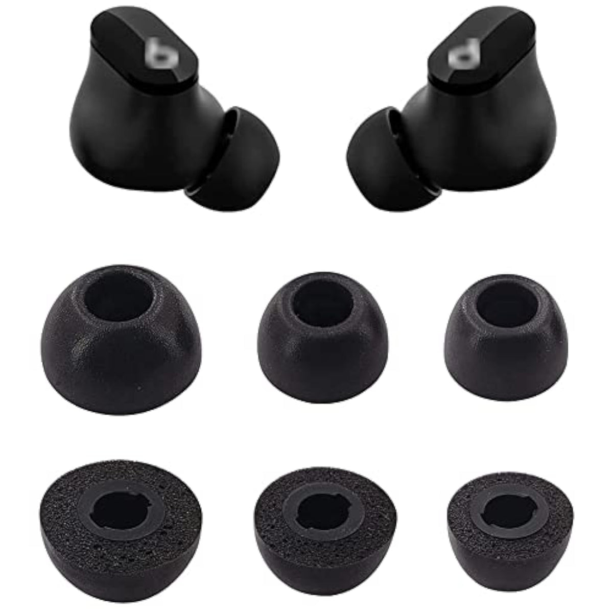 Foam Eartips Compatible With Beats Studio Buds Earbuds, 3 Pairs S/M/L Sizes Soft Memory Foam Replacement Ear Tips Earbud Tips Eartips Compatible With Beats Studio Buds, Black Sml