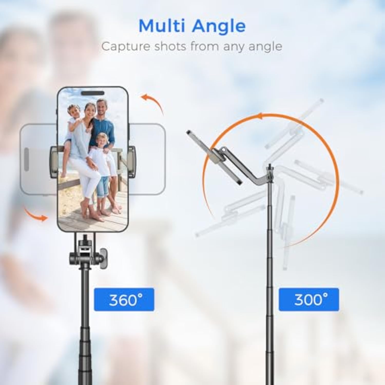 Selfie Stick Travel Tripod For Cell Phone With Remote Control And Phone Holder, Extendable Selfie Stick For Iphone, Iphone Tripod For Video Recording, 50 Inch, Black