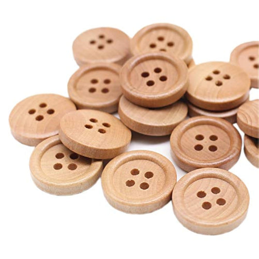 50Pcs 15Mm (About 3/5 Inch) Wood Buttons Small Natural Wooden Buttons