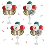 4 Christmas Table Centerpieces Snowman Balloon Stands Red Green Gold Balloons