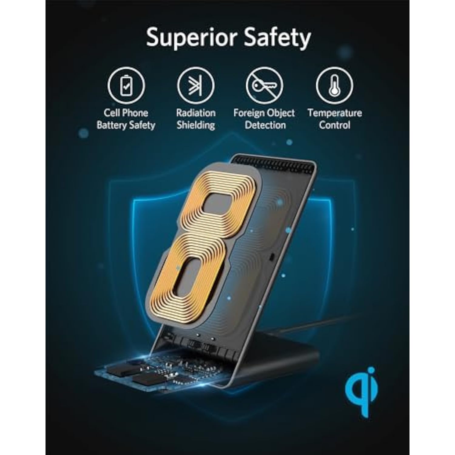 Anker 313 Wireless Charging Stand, Qi-Certified for iPhone 16/16 Pro/16 Pro Max/15/14/13, 10W Fast Charging for Galaxy S23/S22/S21 (No AC Adapter)