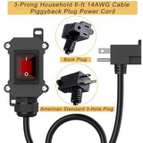 Inline Cord Switch With 6Ft 14Awg Cable Piggyback Plug(3-Pronged), Ip67 Waterproof Extension Cord With Red Led Rocker Button, Ac/Dc 20A-125V, 16A-250V Inline Power Switch (6Ft)