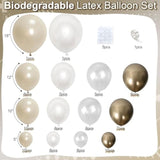 Pearl White Sand Metallic Light Gold Balloons Garland Arch Kit As Engagement Bridal Shower Party Decorations, 18/12/10/5 In Different Size Pearl Cream White Clear Lvory Champagne Balloon For Wedding