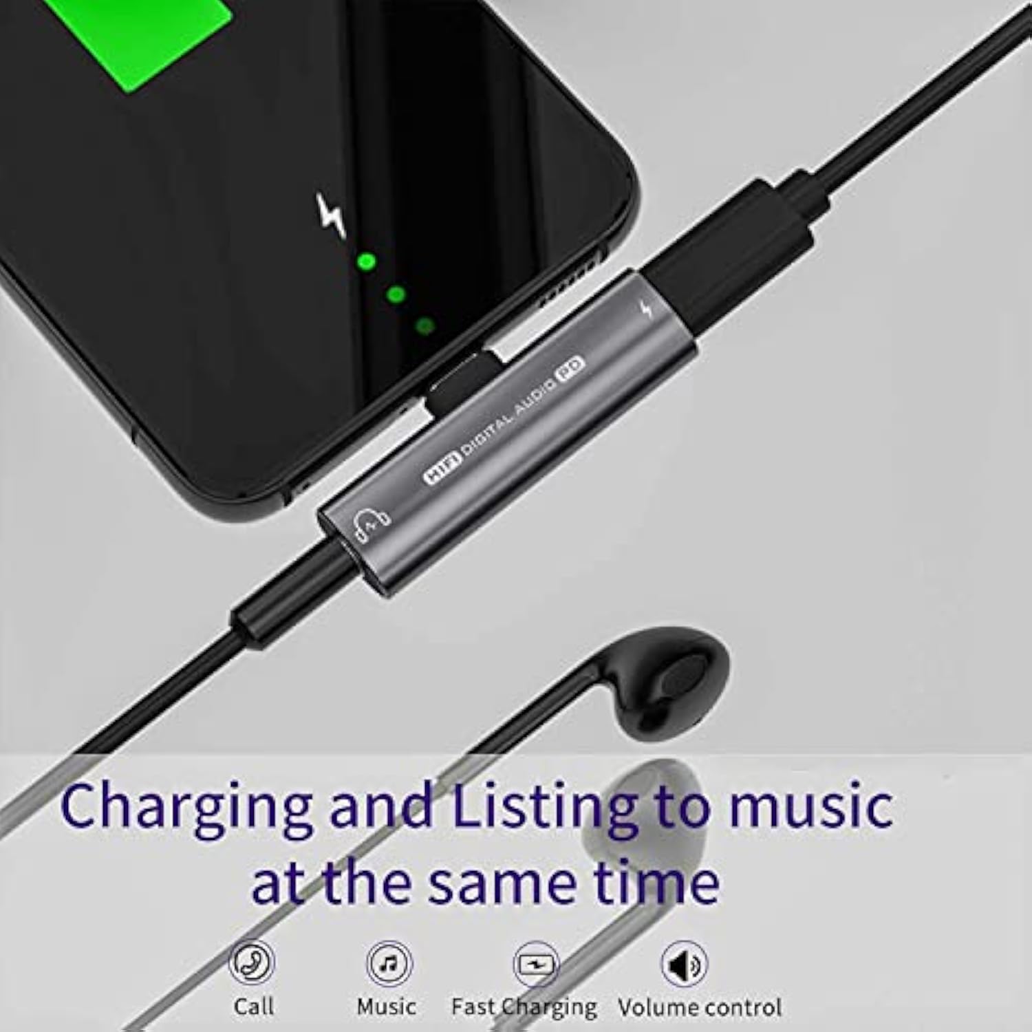 Usb C Headphone Adapter, 2 In 1 Usb C To 3.5Mm Headphone Jack Hifi Dac With 27W Fast Charging Dongle Adapter Compatible For Iphone 15 15Pro 15Promax,Samsung Galaxy S23 S22 S21 S20+ Note 20 Pixel 6/5