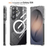 Case for  Galaxy S26, 360° Magnetic Ring Stand Compatible with Magsafe, Crystal Clear Hard Back + TPU Bumper Shockproof Phone Cover with